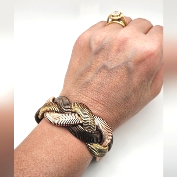 🆓️ FREE ADD ON MONET Triple Tone Braided Thick Bracelet - Picture 1 of 4